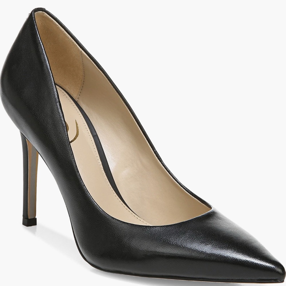 Sam Edelman Hazel Pointed Toe Pump. Size: 6, Color: Black Leather.